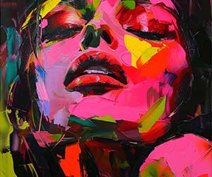 Expressive-style  of a girl, famous Francoise Nielly piece, reflecting modern artistic expression.