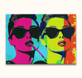 Andy Warhol signature - Audrey Hepburn portrait in pop-art style, featuring bold colors and contrasting schemes. Hand-painted, ready to hang on stretched canvas.