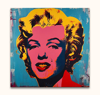 Pop art portrait of Marilyn Monroe with vivid colors, inspired by Andy Warhol. Hand-painted on museum-quality canvas, ready to hang.