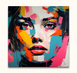 Françoise Nielly-signature - Brenda by Night: A bold, expressive portrait of a woman’s face with dynamic brushstrokes and vivid colors, embodying modern artistic vitality.