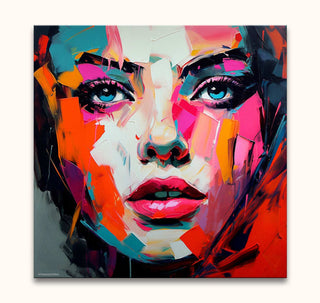 Françoise Nielly-signature Melany's Daydream abstract portrait of a woman's face in bold colors, showcasing expressive, modern pop art style.