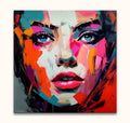 Françoise Nielly-signature Melany's Daydream abstract portrait of a woman's face in bold colors, showcasing expressive, modern pop art style.