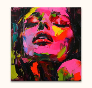 Françoise Nielly-signature - Jasmin by Night: Expressive impasto portrait of a woman with dynamic brushstrokes, ready to hang, museum-quality canvas.