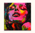 Françoise Nielly-signature - Jasmin by Night: Expressive impasto portrait of a woman with dynamic brushstrokes, ready to hang, museum-quality canvas.