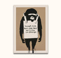 Banksy - Darwin was Right: A limited-edition, stencil-style print of a monkey with a placard, embodying pop and street art. Perfect for modern interiors.