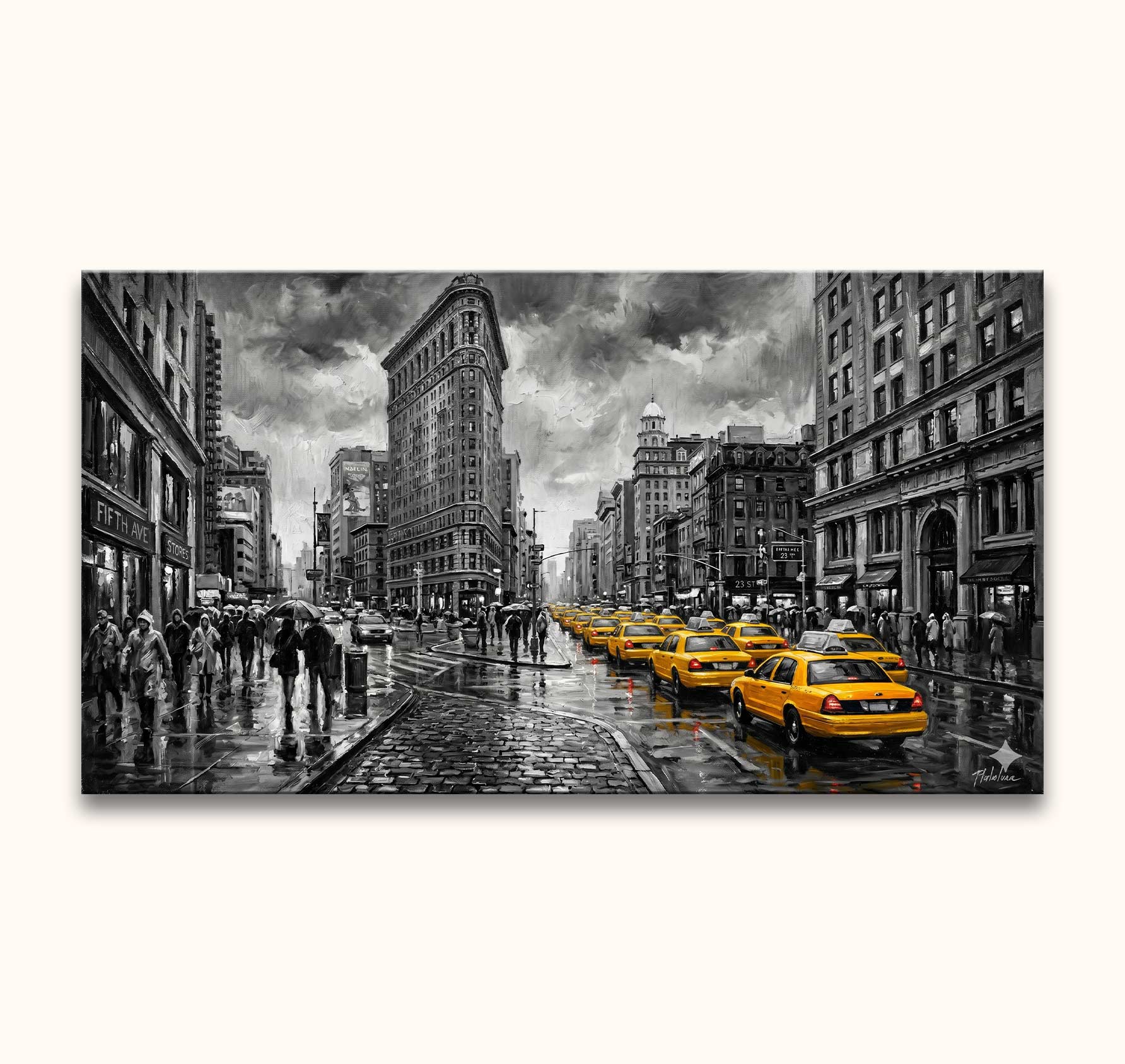 New York Taxi's - Olieverf op canvas