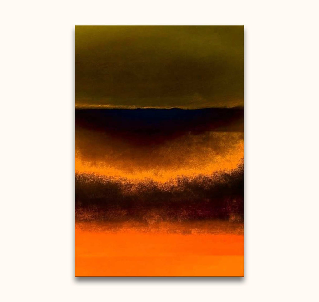 Handgeschilderd abstract schilderij Rothko signature - Tectonic Pressure met horizontale aardetinten en moderne kleurvlakken. Opgespannen op houten frame, klaar om op te hangen.