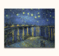 Vincent van Gogh's Starry Night Over the Rhône (110x85cm) hand-painted oil on canvas, depicting a starry sky and river reflections, ready to hang.