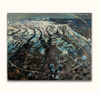 Anselm Kiefer's Unternehmen Trappenfang abstract landscape with bold, gestural brushstrokes on canvas, ready to hang, ideal for modern art enthusiasts.
