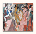 Cubist-inspired painting of five abstract female figures, titled Picasso signature - The Ladies of Avignon 1, hand-painted in modern style on high-quality canvas.