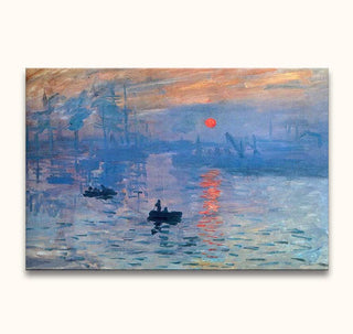 Monet’s Port Vauban: Impressionistisch olieverfschilderij met haven bij zonsopgang, mistige boten en industrieel silhouet. Hoogwaardige handgeschilderde kunst op museumkwaliteit canvas.