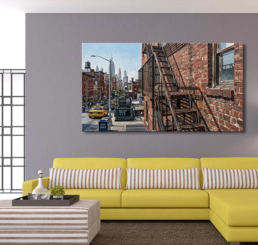 New York Fire Escape - Olieverf op canvas