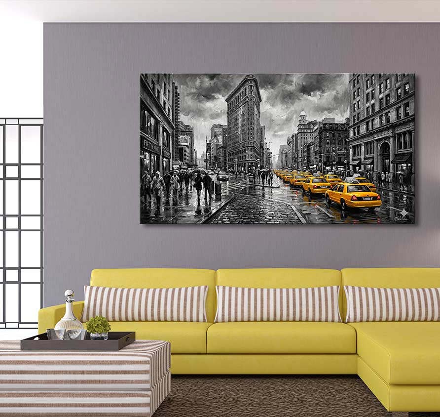 New York Taxi's - Olieverf op canvas