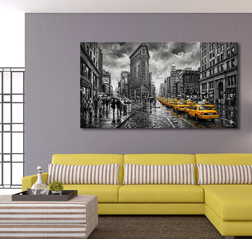 New York Taxi's - Olieverf op canvas