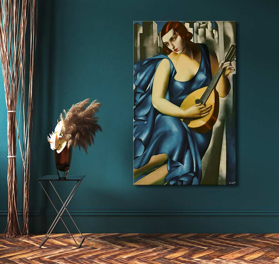 Tamara De Lempicka - Donna in Blu suona mandolino