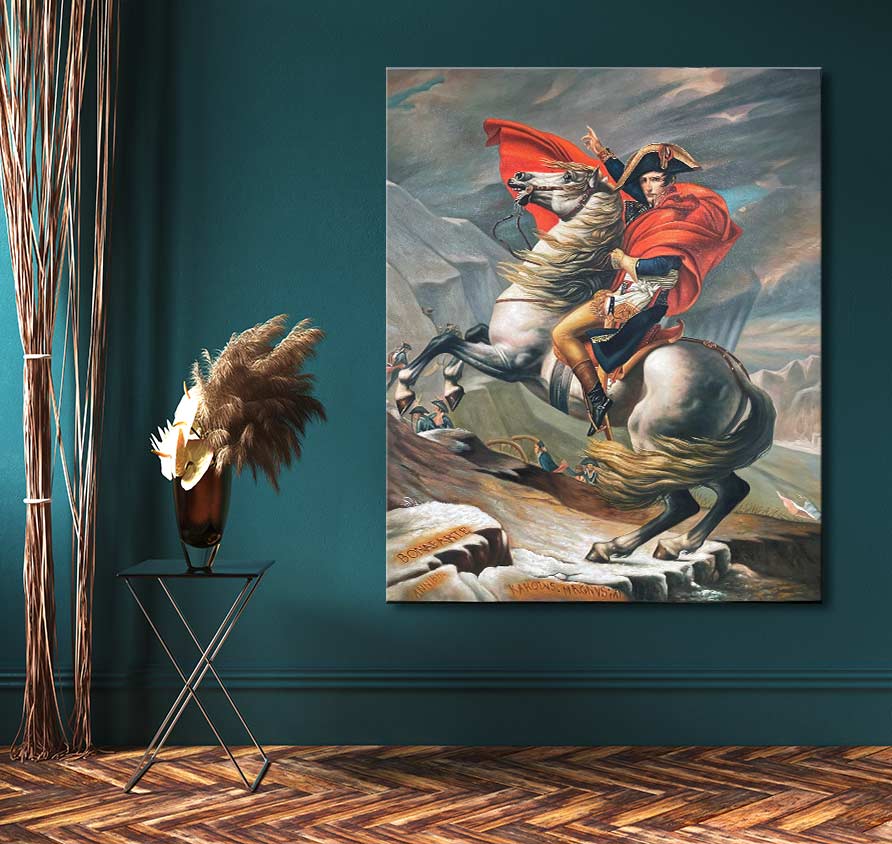 絵画 nap Jacques Louis David - Napoleon Bonaparte steekt de Alpen over