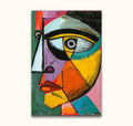 Picasso signature - Portret van Ambroise Vollard: a vibrant, cubist-style portrait with bold geometric shapes, hand-painted on high-quality canvas, ready to hang.