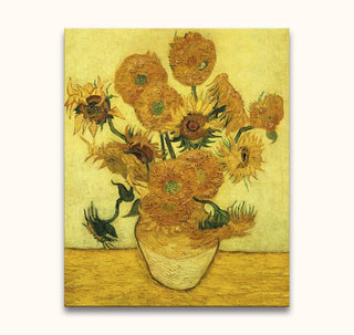 Vincent van Gogh - Vaas met Vijftien Zonnebloemen: handgeschilderd olieverfschilderij met zonnebloemen in een vaas, kenmerkend voor van Goghs impressionistische stijl. Geschilderd op museumkwaliteit canvas.