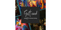 De Grootmeesters Cadeaubon featuring a central logo with Gift card text, surrounded by vibrant pop-art faces and a classical painting backdrop, ideal for gifting.