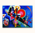 Kandinsky's 'In Blue': Abstract oil painting with bold geometric shapes and vivid colors on museum-quality canvas, ready to hang with UV protection.