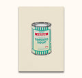 Banksy-inspired pop art oil painting Value Tomato Soup, depicting a Tesco can in graffiti style, hand-painted on museum-quality canvas, ideal for modern interiors.