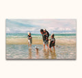 Jozef Israëls' Kinderen van de Zee: Four children in 19th-century attire play by the seaside. Hand-painted oil on canvas, ideal for romantic art enthusiasts.