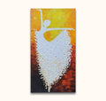 Klassieke Ballerina – Dikke olieverf op canvas: Abstracte dansende ballerina in witte reliëfverf, met bloemachtige tutu en warme, kubistische achtergrond. Geschilderd op museumkwaliteit canvas.
