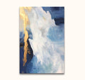 Gouden Waterval - Acrylverf op canvas: Abstract schilderij met blauwe en witte tinten, gouden accenten geven dynamiek. Ideaal voor moderne kunstliefhebbers.