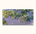 Impressionistisch schilderij van Claude Monet - Cypressen in Bloei met hangende witte bloemen en groene bladeren, opgezet tegen een zachte achtergrond. Geschilderd met olieverf op canvas.
