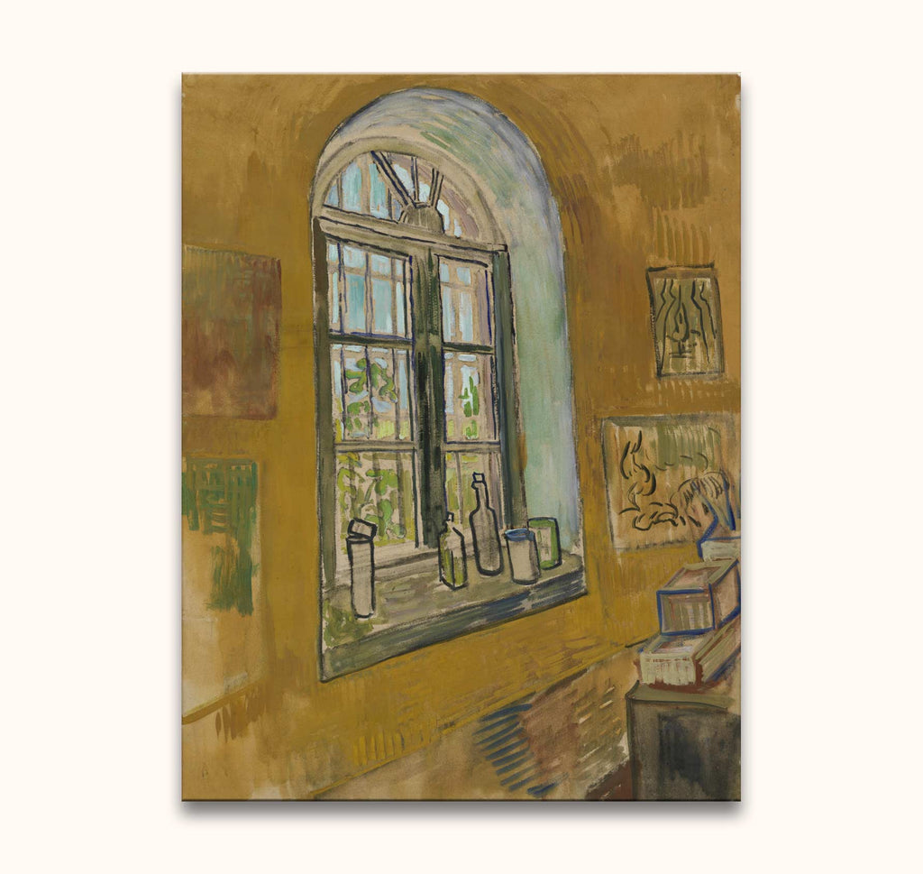 Vincent van Gogh - Saint-Remy Rusthuis: impressionistisch schilderij met een boogvormig raam en schetsmatige objecten, perfect voor moderne kunstliefhebbers. Geschilderd op museumkwaliteit canvas.