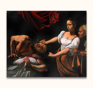 Michelangelo - Onthoofding van Holofernes: Judith onthoofdt Holofernes in dramatische barokstijl, olieverf op doek, handgeschilderd meesterwerk, perfect voor klassieke kunstliefhebbers.