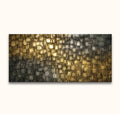 Gouden Dageraad - Olieverf op canvas: Abstracte panelen met textuur in warme en koele tinten, reflecterend licht. Ideaal voor moderne interieurs.