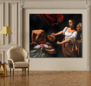 Michelangelo - Onthoofding van Holofernes: Klassieke schoonheid en symboliek in olieverf, op gespannen canvas, klaar om op te hangen. Hoogwaardige materialen, UV-bescherming.