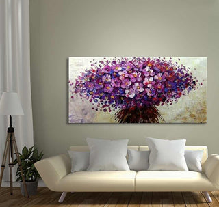 Hand-painted Bitterzoet oil painting (160x80cm) depicting vibrant bittersweet flowers on canvas, enhancing contemporary living spaces with nature-inspired art.