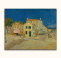 Vincent van Gogh's Het Gele Huis painting depicts figures by yellow buildings in Arles, France. Hand-painted oil on canvas, ready to hang.