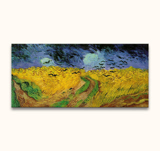 Vincent van Gogh - Korenveld met Kraaien: Hand-painted oil painting of a wheat field with crows, impressionist style, ready to hang, UV-protected, on museum-quality canvas.